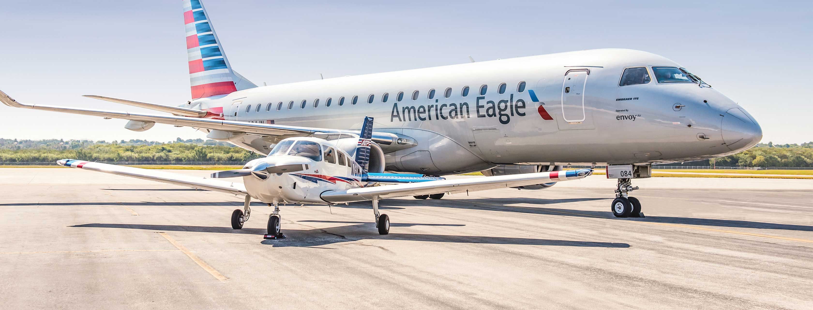 ATP Flight School Piper Archer with American Airlines Airplane