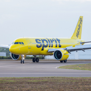 Spirit Airlines aircraft parked on the tarmac